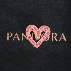 Pandora Sparkling Ruby Red & Pink Freehand Heart with box
